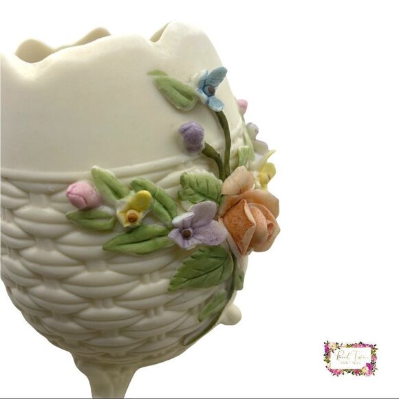 Vintage LEFTON China Floral Egg Vase Hand Painted Collectible - Picture 9 of 14